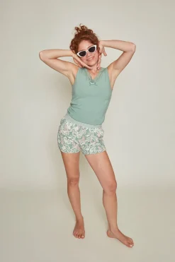 Pyjama short Charlie Choe Groen Bloemen