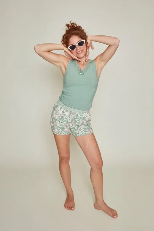 Pyjama short Charlie Choe Groen Bloemen